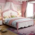 Hàn Quốc phong cách vườn giường phòng ngủ lưu trữ hộp cao giường ngủ công chúa màu hồng cô gái thương hiệu giường gỗ Địa Trung Hải - Giường Giường