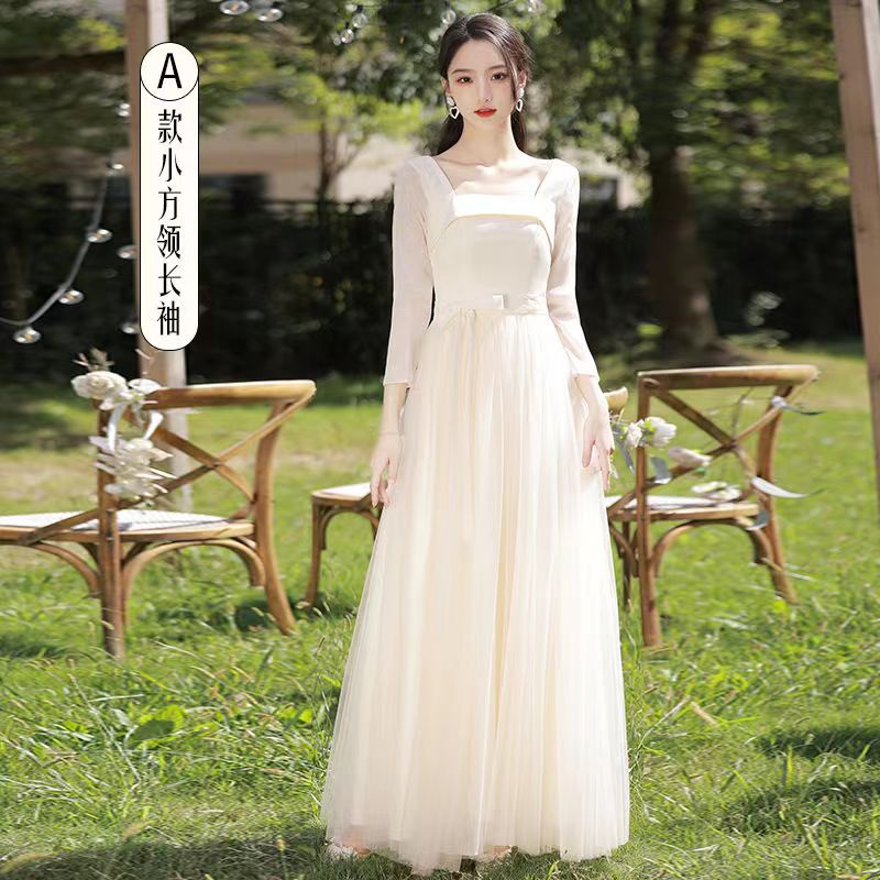  L 100-110+Long, champagne color, long sleeve, square neckline   - $0.94 