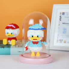 Акриловые / Perspex 微小颗粒钻石积木专用 透明玻璃罩防尘罩实木底座展示盒带led灯串