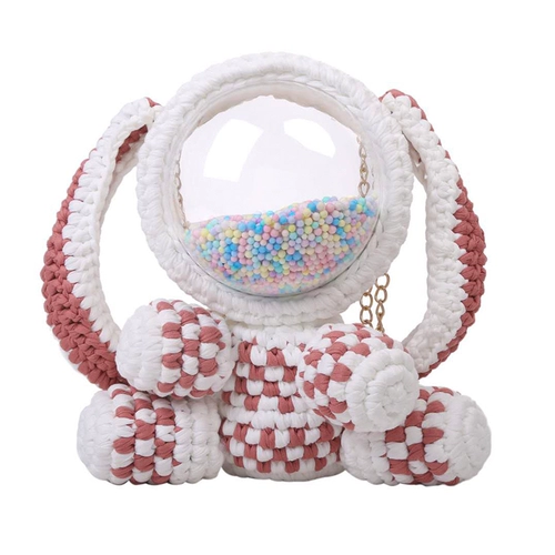 Вязаная сумка ручной работы, плетеный набор материалов, крючок для вязания, милый прозрачный кролик, рюкзак, DIY