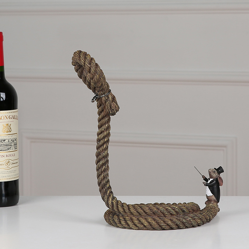 Qipin House European style creative suspension rope red rack wine cabinet decoration resin_voghion.com