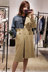 MOMO FAN2018 mùa thu denim khâu áo gió nữ dài coat dài tay áo áo MA183TRC109 áo phao nữ dáng dài hàn quốc Trench Coat