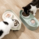[宠物碗猫碗双碗陶瓷保护颈椎猫食盆宠物用品狗盆狗碗防打翻猫水碗]