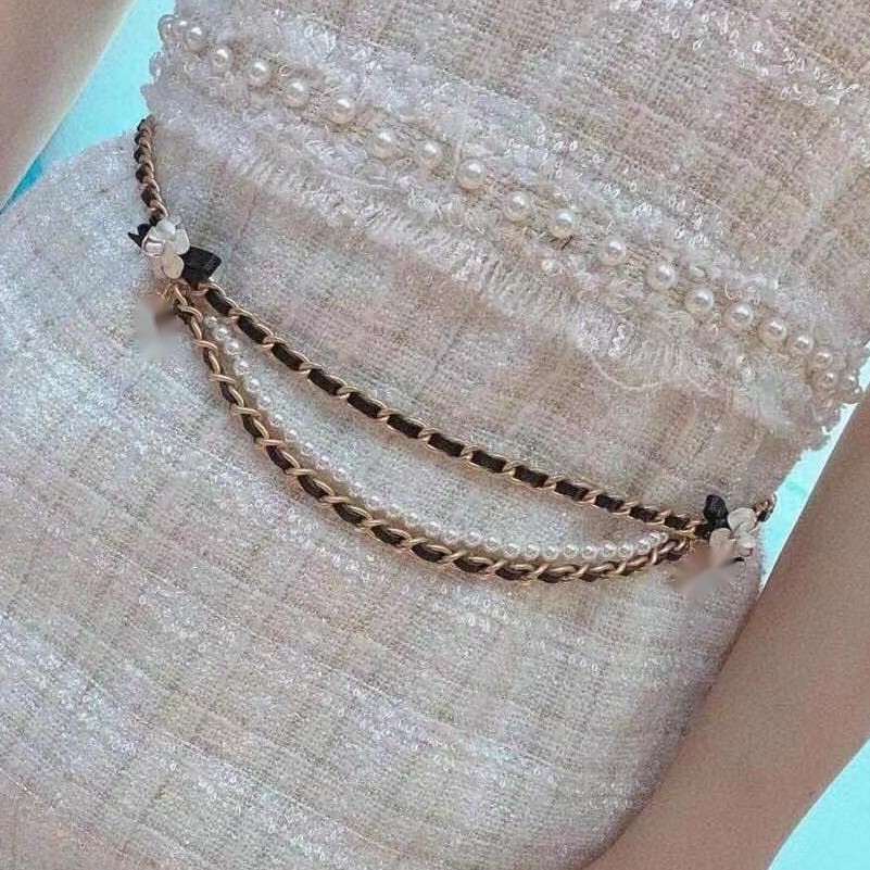 Camellia Sweater Chain Can Be Used As Waist ChainXin Zhilei Same Retro Xiaoxiang mount bai Camellia Earrings necklace Earring Bracelet sweater chain High end customization