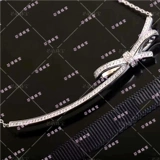 Платиновое импортное ожерелье, подвеска, цепочка до ключиц с бантиком, белое золото 750 карат, 18 карат, микроинкрустация