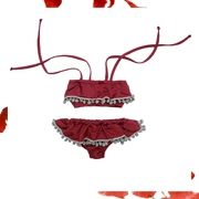 ENYAKIDZ 19SS độc quyền trang trí bóng tóc rượu vang đỏ bikini phù hợp với áo tắm - Đồ bơi trẻ em