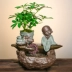 Trang chủ Máy tính để bàn Hoa may mắn Trang trí cây xanh Mới Trung Quốc Trang trí gốm Craft Fountain Water Wheel Creative Gift - Trang trí nội thất