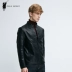 Áo thun thể thao mùa thu đông 2019 cổ áo mới màu đen cộng với chất liệu da nhung trẻ trung giản dị dành cho nam xe máy - Quần áo lông thú