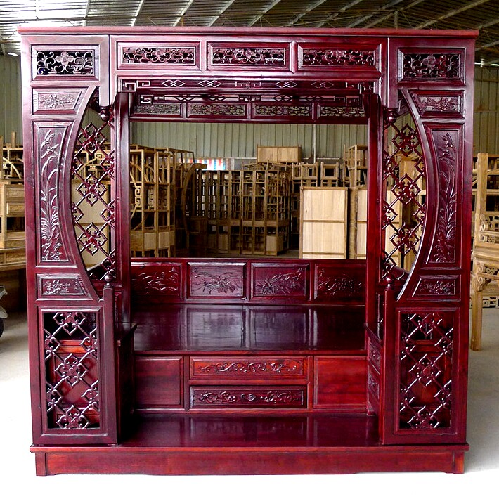 千工拨步床古床实木雕花床宫廷仿古古床拔步床防古床实木踏步床商品所