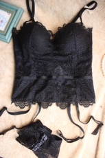 Утягивающее белье 小芬宫廷塑身衣文胸式聚拢性感紧身衣瘦身美体衣打底内衣套装黑