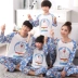 Xiao Huangren cha mẹ và con bông đồ ngủ dài tay gia đình ba phụ nữ của phụ nữ mùa xuân và mùa thu bông mỏng mùa hè mẹ và con dịch vụ nhà đồ bộ Cha mẹ và con