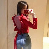 Базовый приятный телу сексуальный красный лонгслив, 2020, по фигуре