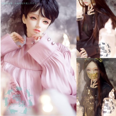 taobao agent Bjd doll clothes top retro silk satin shirt black 3 -point Pu Shu uncle girl SD17 meow 柒 spot