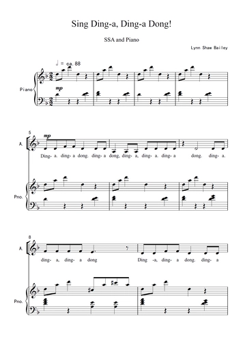 Sing Ding Dinging Chorus Five -Line Piano Accompaneed Piano Accompaning Tong Tong пение женского пения