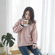 Hàn quốc phiên bản của ulzzang mùa thu và mùa đông cao đẳng phong cách màu rắn phù hợp với màu sắc V-Cổ lỏng hoang dã mỏng dài tay áo len của phụ nữ áo sơ mi