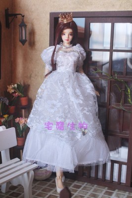 taobao agent White European Princess Wedding Skirt 1/6bjd Ms OB Barbie FR Xinyi Kissmela Keer MMK baby clothes