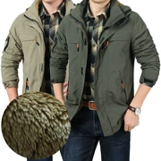 NIAN JEEP Jeep Shield Jackets Men Trung niên Mùa thu và Mùa đông Cộng với Áo khoác nhung chống thấm ngoài trời