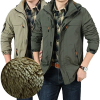 NIAN JEEP Jeep Shield Jackets Men Trung niên Mùa thu và Mùa đông Cộng với Áo khoác nhung chống thấm ngoài trời áo khoác mùa đông