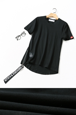 Nam cotton ngắn tay T-Shirt Hàn Quốc phiên bản của các vành đai lỏng vải nam giới và phụ nữ những người yêu thích giản dị đáy áo sơ mi W8C433 Áo khoác đôi