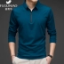 Rich Bird Mulberry Silk Áo phông dài tay Nam giới Kinh doanh Mùa thu / Đông Giản dị Băng Lụa ve áo T-shirt Tơ lụa Polo ao khoac nam Suit phù hợp