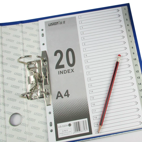 Человеческая US-020A Перегорочная бумага Пластификационная классификационная бумага 20 страниц индексной бумаги 11-луночных категорий карты с цифровой картой