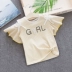 Cô gái ngắn tay T-Shirt 2018 mùa hè mới trẻ em nhỏ của bé cotton Hàn Quốc phiên bản của off-the-vai bay tay áo sọc tops Áo thun