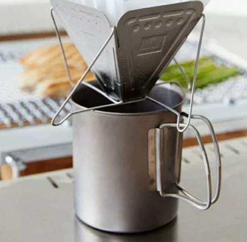 Open Openoor Opendoor -Stacking Titanium Single Double -Layer Green, синий фиолетовый складной портативная вода -кофейная крышка