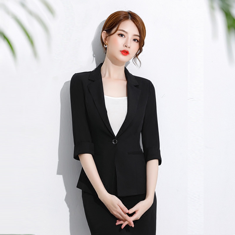 Black Career Fashion Workwear Temperament Seven-Minute Sleeved Super Suite Seven-Minute Sleeved Super Suite