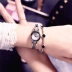 Đồng hồ nữ chính hãng chống nước Hàn Quốc Xu hướng thời trang Sinh viên Đơn giản Quay số nhỏ Vòng đeo tay thời trang Vòng đeo tay nữ - Vòng đeo tay Cuff vòng tay đôi Vòng đeo tay Cuff