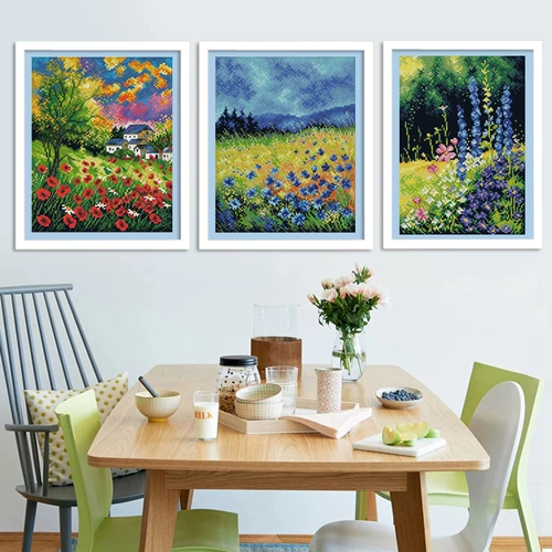 Простая ландшафтная живопись поперечная вышивка 2022 Новая линейная вышивка, вышиваемая гостиная, простая современная маленькая свежая, теплая ручная работа