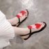 Mùa hè 2019 Giày cao gót màu hồng boho tình yêu hình trái tim màu sắc cá tính từ khóa đáy phẳng Giày sandal nữ - Sandal sandal nữ đi học Sandal