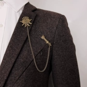 Phù hợp với nam giới trâm cài châu Âu, Mỹ, Nhật Bản và Hàn Quốc dây chuyền dài phù hợp với pin vest khóa pin huy hiệu dây chuyền trang trí nam thời trang