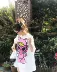 18 mùa hè mới cô gái thiên thần búp bê núm vú siêu dài t- shirt bông váy ba- màu mẹ- con Trang phục dành cho cha mẹ và con