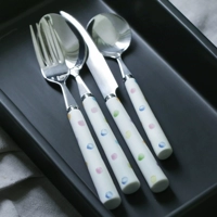 Cybil Color чернила Ripple Dot Ceramic Handling Dableware круглая ложка Rice Spoon Fork Fork Fork Cow Row Newing Device