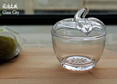 Сахарница glass city无铅玻璃苹果造型糖缸调味罐布丁碗燕窝碗首饰盒糖果盒
