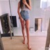 2018 mùa hè mới Hàn Quốc retro cao eo quần short denim nữ là mỏng kích thước lớn quăn AA phần đàn hồi quần nóng triều thiết kế thời trang nữ Quần jean