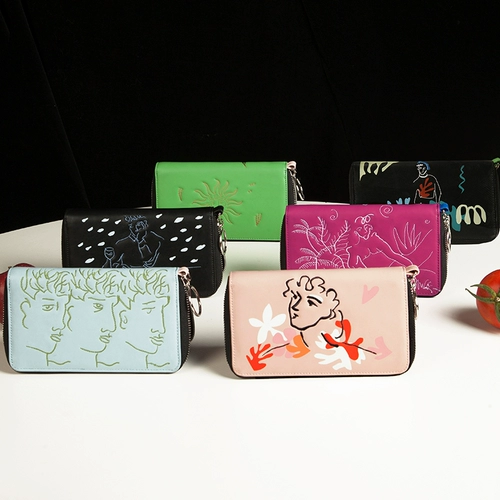Hai2 yizistore graffiti art line кожаная кроссбаловая личность с длинной кошелькой Girl 2 использует мини -сумку для плеча