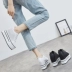 Tăng 10 cm trong giày nữ 2018 mùa hè mới rỗng thoáng khí dày đáy muffin thấp để giúp sinh viên giày thường Hàn Quốc dép crocs nữ Giày cắt thấp