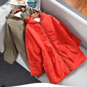 Áo khoác bông mềm! Ấm áp và ánh sáng eo giảm béo bat tay áo trùm đầu dây kéo bông đệm áo mùa thu và áo khoác mùa đông