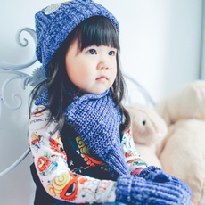 Комплект из двух частей 清仓 男女童毛线帽手套围巾套装