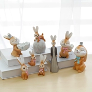 Mocha thỏ nhựa động vật máy tính để bàn đồ trang trí nhỏ đồ đạc trong nhà phòng ngủ cô gái tim phòng trang trí quà tặng