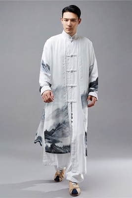 Mùa xuân và mùa hè Trung Quốc phong cách mặt trời áo bảo vệ nam áo gió voan áo khoác giả hai mảnh của Trung Quốc phong cách khóa áo dài áo sơ mi