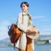 花 Y1030 Văn học Nhật Bản cổ áo lớn nhọn khóa áo gió nữ Áo dài cotton thẳng dài mùa thu và mùa đông 0821