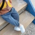 2020 trẻ em mùa thu mới thoải mái quần jean hoang dã cô gái lỏng lẻo đẹp trai đàn hồi eo rắn màu quần - Quần jean