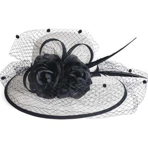 Европейская и американская элегантная аристократическая льняная шляпа Оригинальный дизайн черный и белый