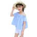 Cô gái hàng đầu 2018 mới của Hàn Quốc thời trang quây ngắn tay áo t- shirt mùa hè ăn mặc từ vai bông áo sơ mi thủy triều