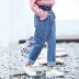 Quần jeans bé gái 2019 mới sóng xuân và thu đông trẻ em rộng rãi phiên bản Hàn Quốc 12 nước ngoài trẻ em 15 tuổi quần nữ - Quần jean quần jean dầy thu đông cho bé Quần jean