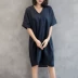 Váy mùa hè mới của Hàn Quốc đích thực 2020 Phiên bản Hàn Quốc của phụ nữ rộng kích thước lớn là áo dài mỏng bằng vải lanh - Váy eo cao