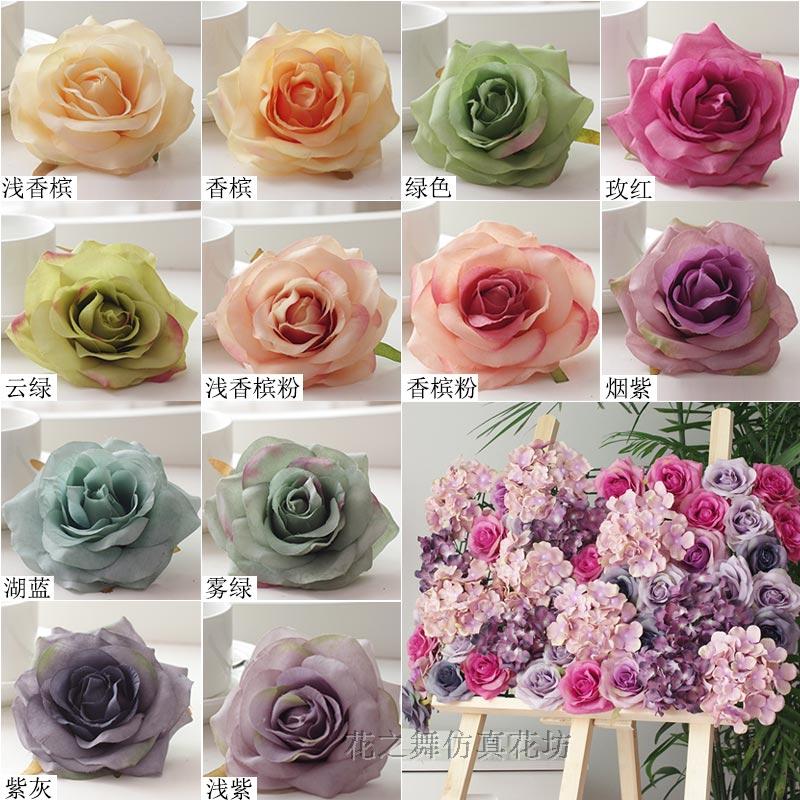 Custom painting curling 11-storey head rose flower wall flower row road lead square pavilion simulation flower artificial flower silk flower decoration