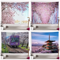 Подвесная ткань настаньте украшение кровати на фоне ткани для спальни багажник, одеяло Fuji Mountain Sakura пейзажи Wuhan Cherry Blossom сетевая поверхность красной стены